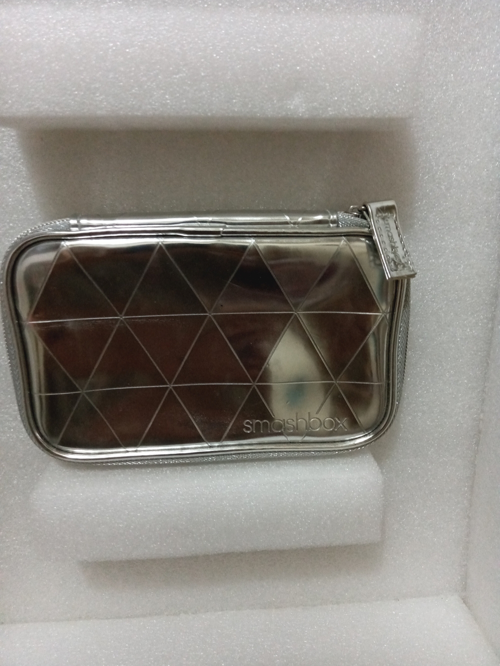 Smashbox Silver Quilted Metallic Makeup Pouch